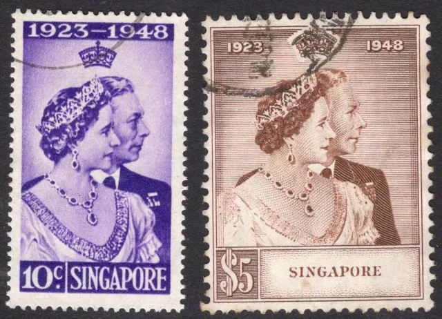 SINGAPORE-1948 Royal Silver Wedding Set Sg 31-32 FINE USED