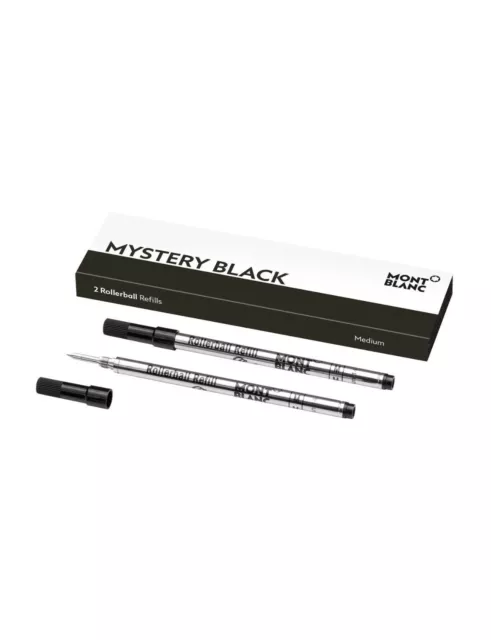 Montblanc  Rollerball  Pen Mystery Black Medium Pt  New In Box 128231  2 Refills