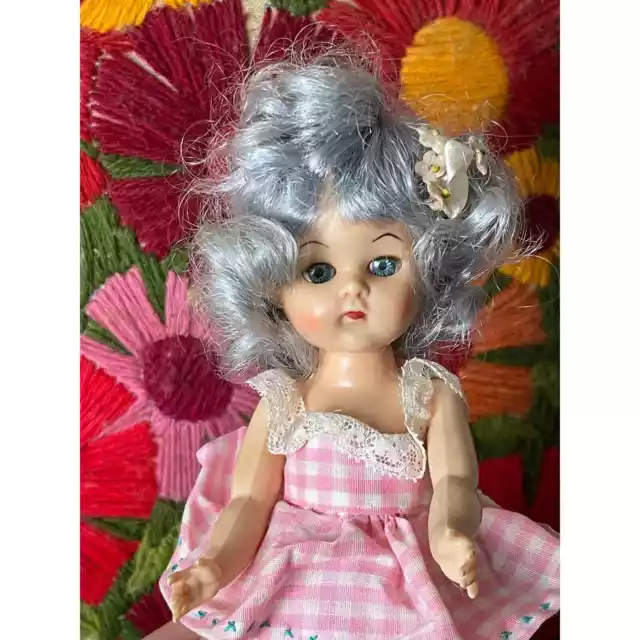 Vintage Virga 8" lollipop doll with gray Blue silver hair