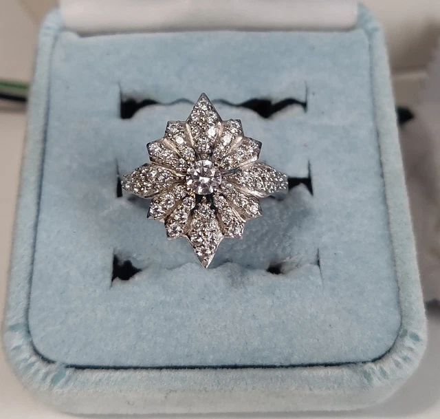 Epiphany Platinum-Clad Sterling Silver Star Cocktail Ring Diamonique Sz8 Qvc Box Epiphany Platinum-Clad Sterling Silver Star Cocktail Ring Diamonique Sz8 Qvc Box