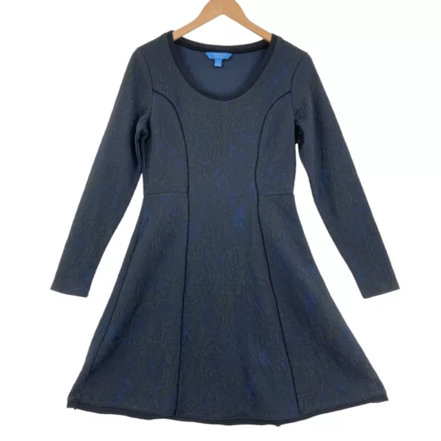 Simply Vera Vera Wang Women Navy/Black Long Sleeve Fit & Flare Dress Size Medium