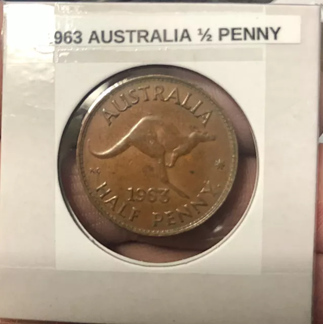 1963 Australia 1/2 penny Coin Kangaroo XF