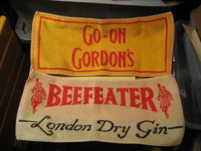 2 Vintage Bar Towels Beefeater & Gordon's Dry Gin
