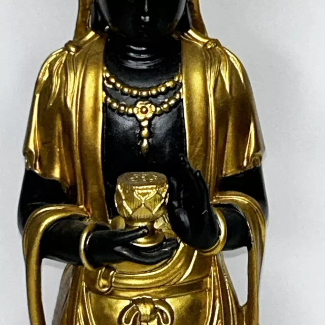 GODDESS GUAN YIN Statue Sculpture Buddha God Gold Standing Resin 13 ...