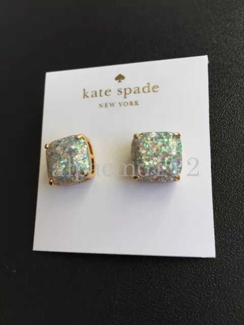 ~Kate Spade New York Opal Gold Glitter Square Stud Earrings~