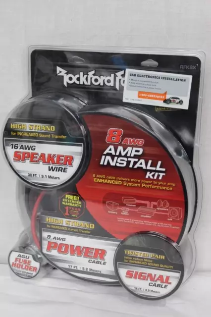 Rockford Fosgate RFK8X 8 Gauge Amp Kit    NEW!