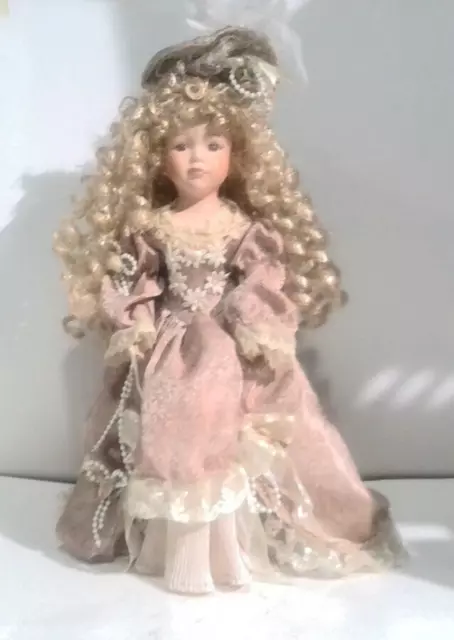 HAUNTED VINTAGE The Emerald Doll Collection BEAUTIFUL Curly Blonde Porcelain 16"