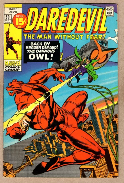 DAREDEVIL #80 Fn/VF The Owl Mr. Kline app 1971 Marvel Comics