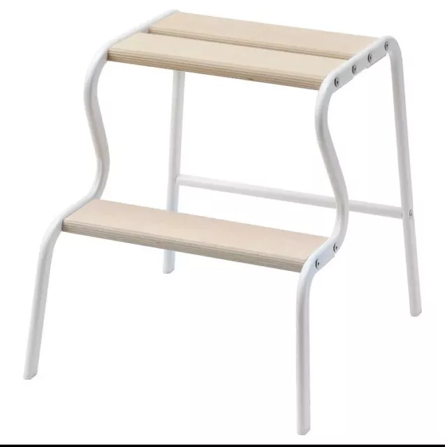 Ikea New GRUBBAN Steps stool, birch and white, Steps Interior Home Decorating