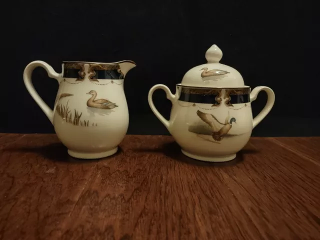 Keltcraft Noritake Tranquil Glen Sugar Bowl w/lid & Creamer Set Ireland 9188