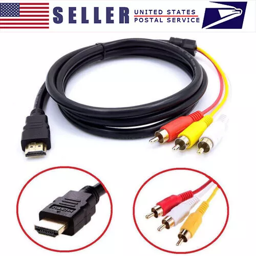 1080P HDMI Male to 3 RCA S-video AV Audio Cable Cord Adapter for TV HDTV DVD US