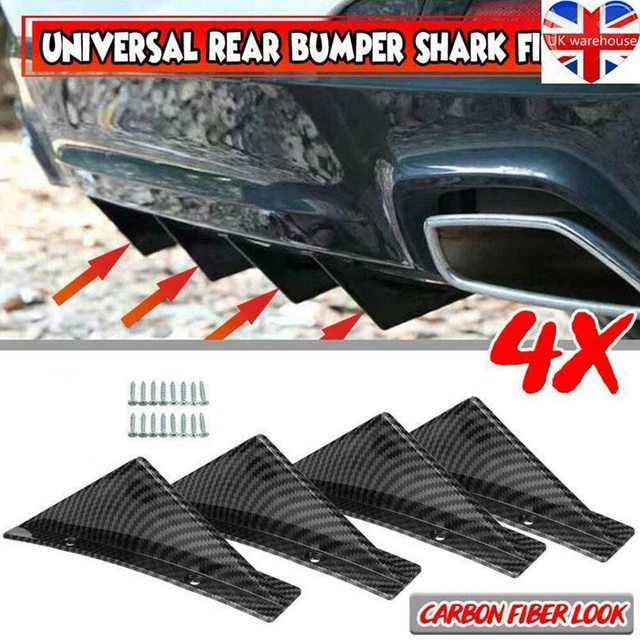 CAR REAR BUMPER Diffuser Shark Fin Curved Spoiler Lip Wing Splitter ...
