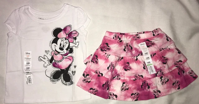 Disney Jumping Beans Girl 18 Months T-Shirt Skort Pink White Tie Dye Minnie NWT