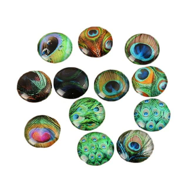 100 Pcs Cabochons Jewelry Making Gems Accessories Bracelet Peacock Pattern
