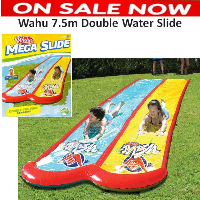 Wahu 7.5m Double Water Slide Mega Twin Slip and Slide Kids Water Summer Splash