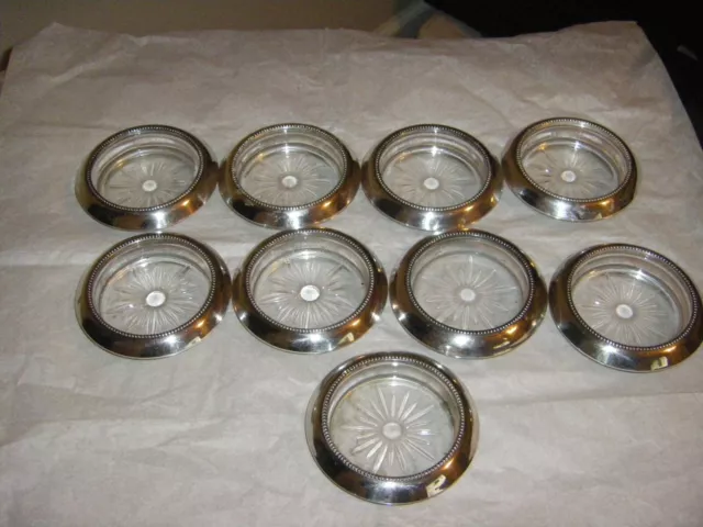 Group Of 9 Frank M Whiting & Co. Sterling Silver Coasters
