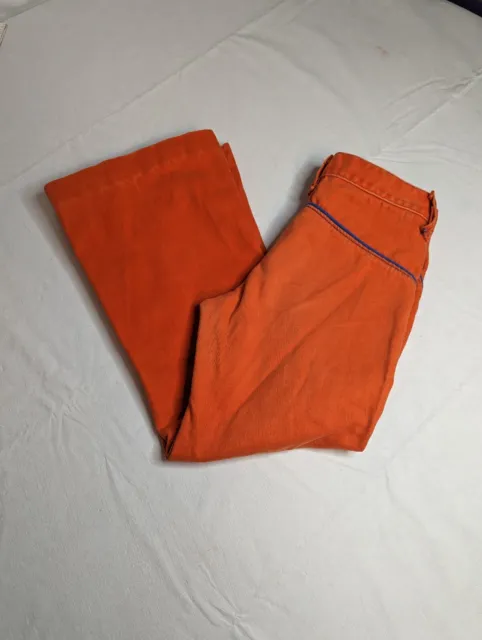 Vintage Orange Girls Bell Bottom Pants with Blue Trim Size 10