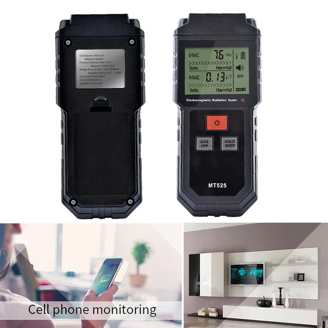 Geiger Elettromagnetico Radiazione Tester LCD Luce Bloccaggio MT525 Magnetica