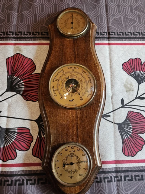 Thermomètre Mural Rond En Bois BAROSTAR 903B72T – Design Scandinave, NEUF