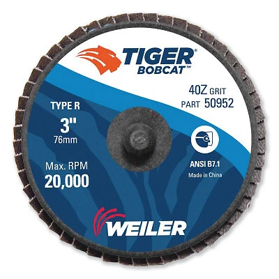 3" Bobcat Mini Abrasive Flap Disc, Conical (Ty29), Type R Mount, 40z Weiler