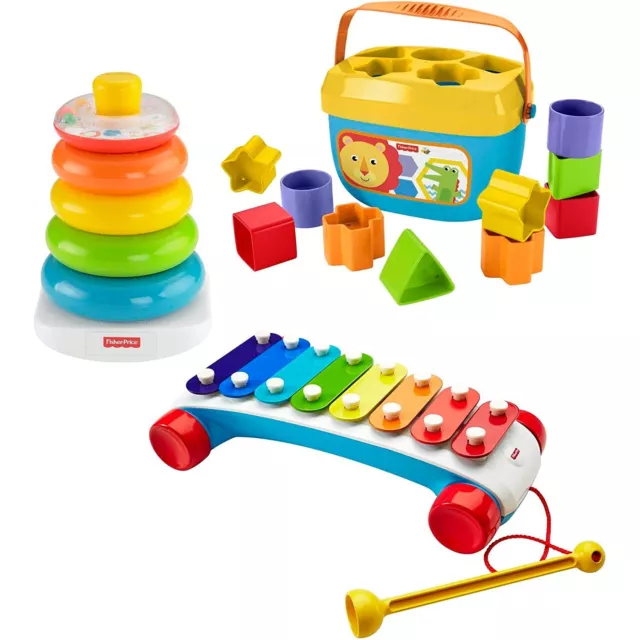 Mattel FWP36 Fisher-Price Klassik Trio Lernspielzeug Geschenkset für Babys ab 18