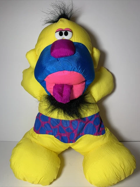 Vintage Fisher Price 1992 Yellow Caveman Puffalump Stuffed Doll Grunts C7