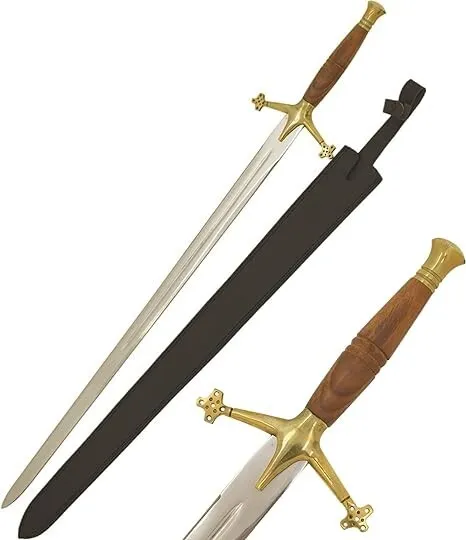 42" Medieval Warrior Fantasy Claymore Real Sword with Black Leather Sheath