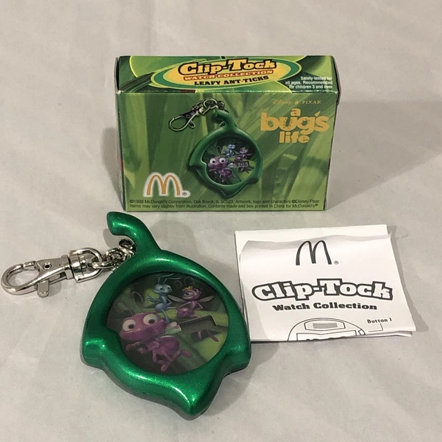 MCDONALDS DISNEY TOY Watch Bugs Life Clip Tock Vintage 1998 Pixar Happy