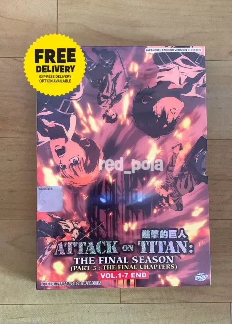 DVD Anime Attack on Titan Final Season 4 - Part 3 (VOL. 1-7) End English Dubbed