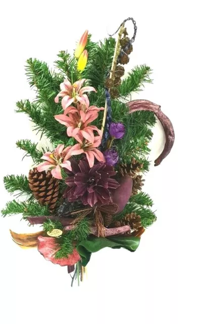 Grabschmuck Trockenblumen Seide Mix Rosa Lila Natur Naturmaterial Exoten Strauß