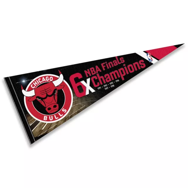 Chicago Bulls 6 Time Champions Full Size Pennant Flag Banner