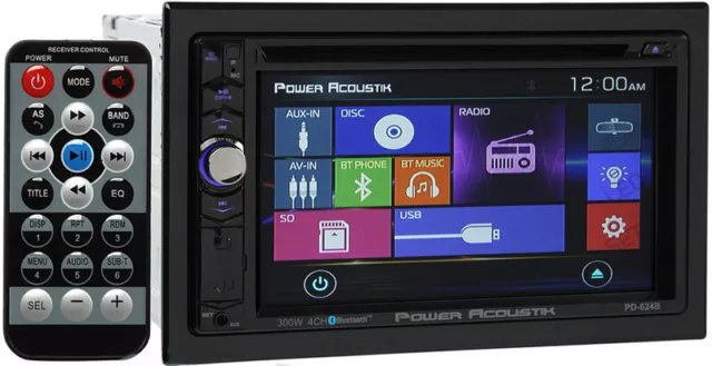 Power Acoustik Pd-624B Double-Din Bluetooth Dvd/Cd/Mp3/Am/Fm Player In-Dash Car