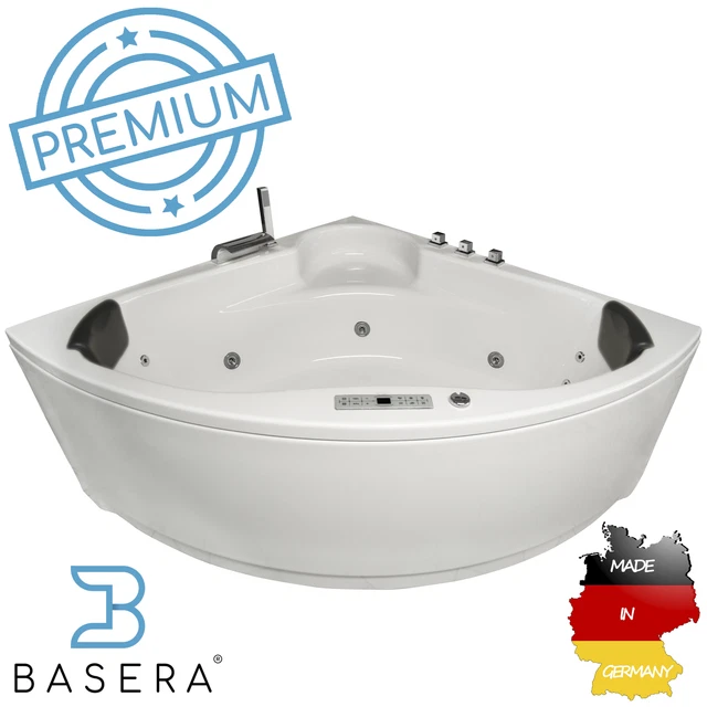 Bañera de hidromasaje de esquina interior Basera® PREMIUM Futuna 140 x 140 cm con 21 mas...