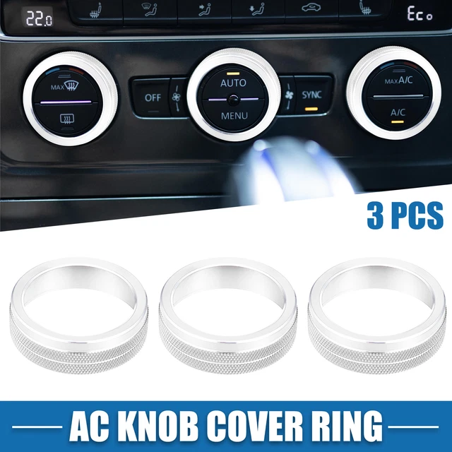 AC Knob Ring Covers for VW Tiguan Jetta Passat Beetle Silver Tone (Pack of 3)
