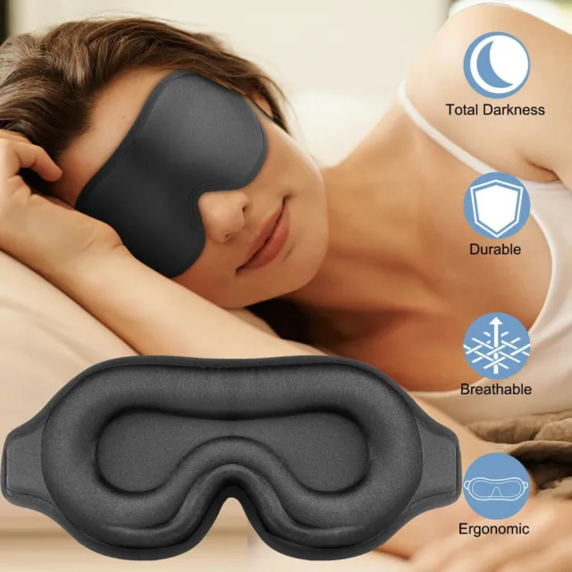 3D Travel Silk Eye Mask Sleeping Soft Padded Shade Cover Rest Relax Blindfold A+