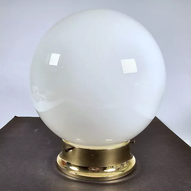 Vintage White Milk Glass Ball 20cm Light Shade with Gold Tone Gallery