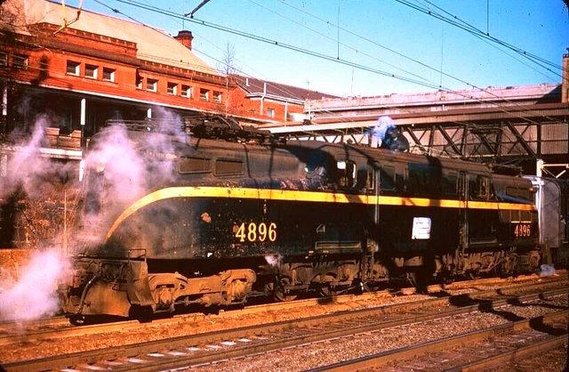 Duplicate Kodak Slide Penn Central Gg-1 #4896 Trenton, Nj December 28, 1970