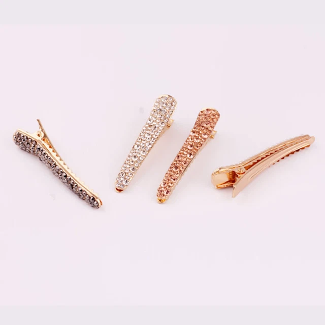 4 Pcs Rhinestone Hair Bobby Women Metal Clips Eye-catching