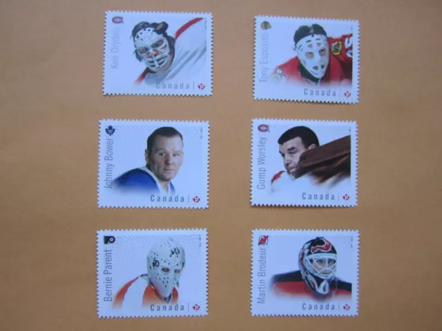 Canada Post, NHL Set of 6 stamps MNH Canada 2015  DIE CUT,  GOALIES NHL HOCKEY