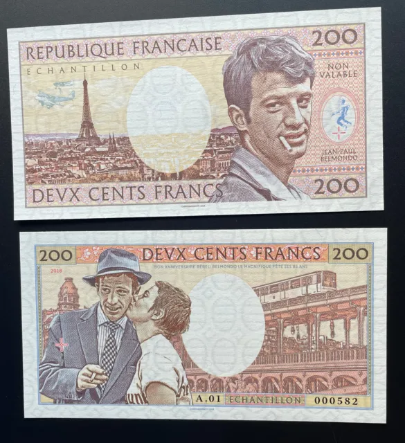 2018 Matej Gabris 200 Francs France Jean-Paul Belmonde A.01 Paris Eiffel Tower
