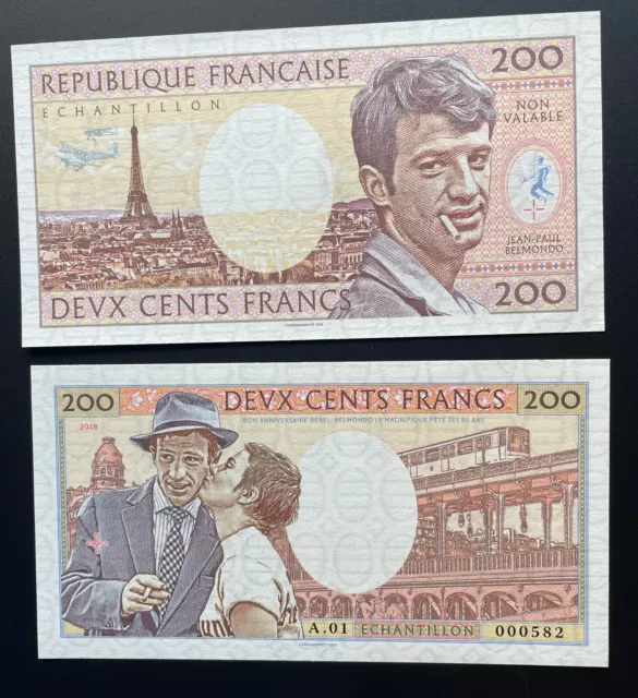 2018 Matej Gabris 200 Francs France Jean-Paul Belmonde A.01 Paris Eiffel Tower