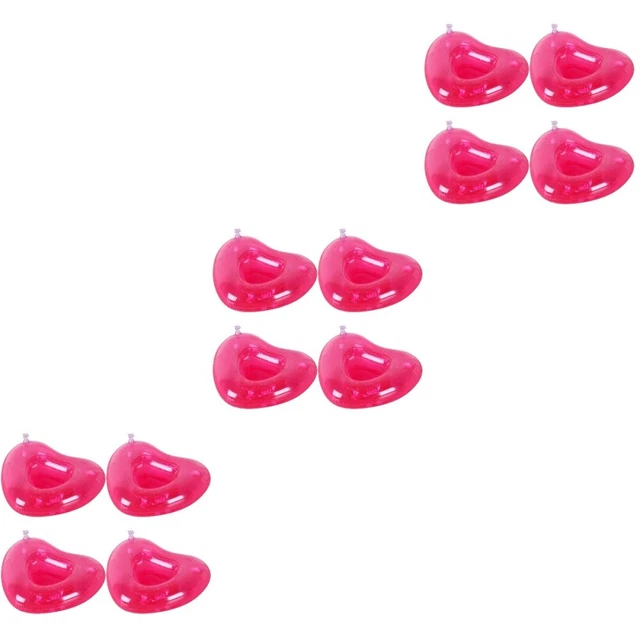 12 PIEZAS Portadores de Cerveza de Agua PVC Inflables Rosa Forma de Corazón Taza Alfombrillas Flotantes Cerveza