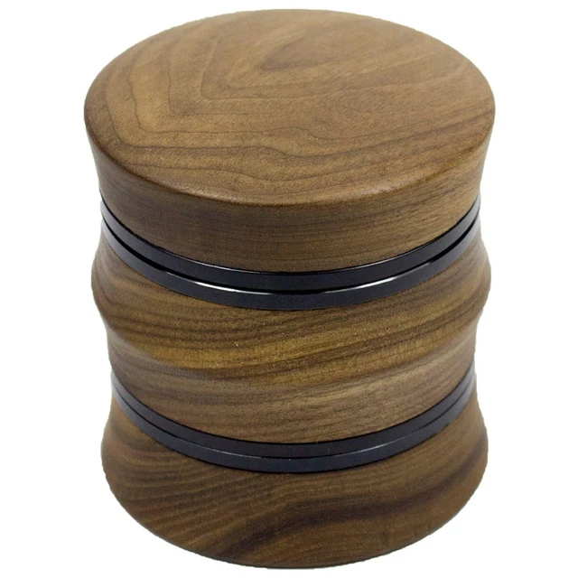 2.5'' 4 Piece Walnut Solid Wood Metal Herbal Herb Spice Grinder Crusher