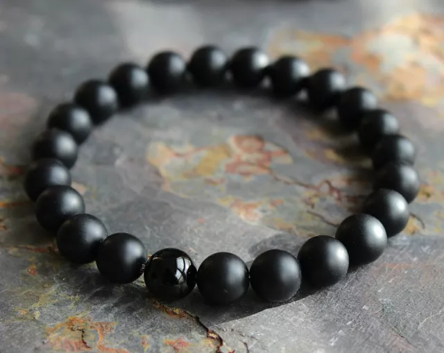 Men Matte Black Onyx Yoga Energy Beaded Bracelet Boyfriend Gift for Him Bracelet