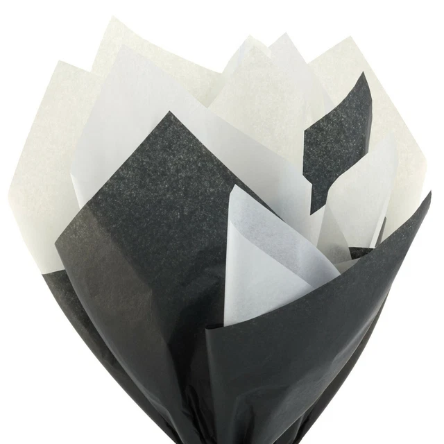 50 Sheets~PREMIUM QUALITY~25 Black-25 White Tissue Paper 20x30~SAME DAY SHIPPING