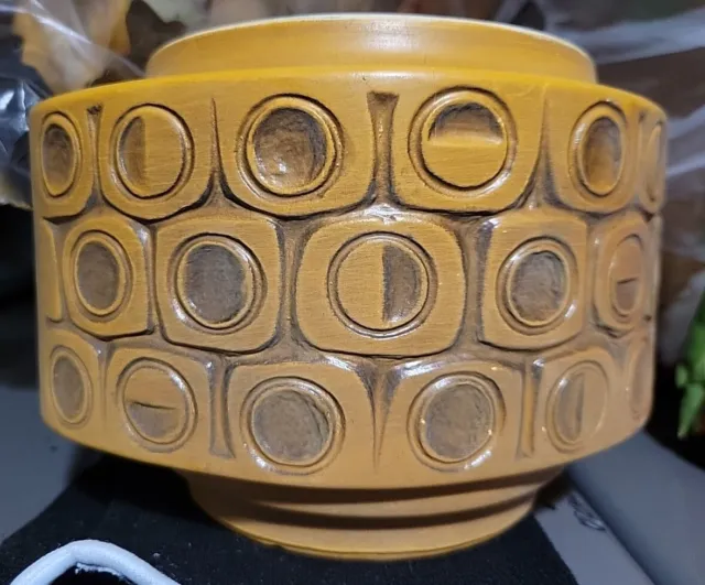 Large McCoy Scandia Gold Vase Planter Mod Retro Mid Century MCM Pottery USA 70s 2
