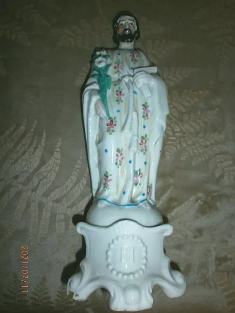 TRES ANCIENNE STATUE RELIGIEUSE/ SAINT JOSEPH / PORCELAINE /XIXéme/ H.29 cm