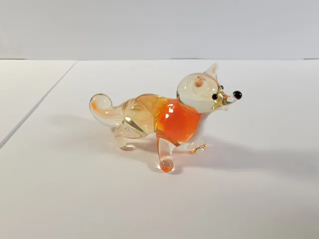 fox  miniature figurine art hand blown