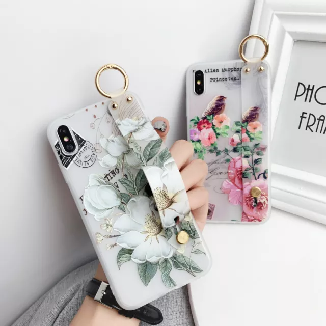 For iPhone Samsung OPPO Wrist Strap Stand Frosted Fashion Women Phone Case Cover