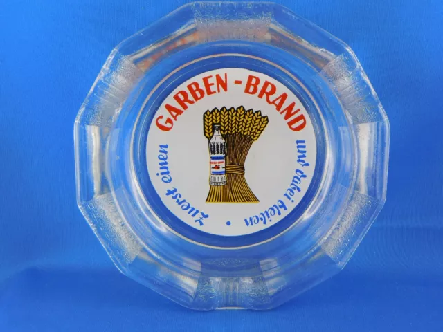 GARBEN BRAND Aschenbecher aus Glas Ditterke Korn Brennerei  Reklame Werbung RARE